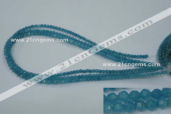 CEQ11 15.5 inches 4mm faceted round blue sponge quartz beads