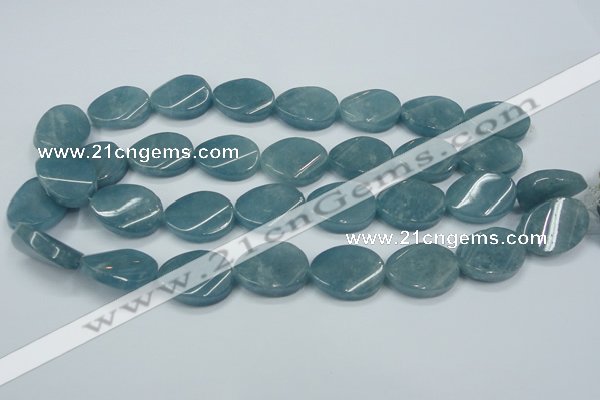 CEQ126 15.5 inches 18*25mm twisted oval blue sponge quartz beads