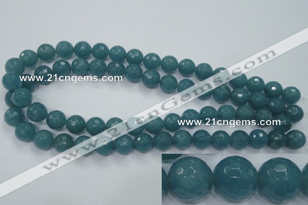 CEQ16 15.5 inches 12mm faceted round blue sponge quartz beads