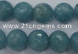 CEQ17 15.5 inches 14mm faceted round blue sponge quartz beads