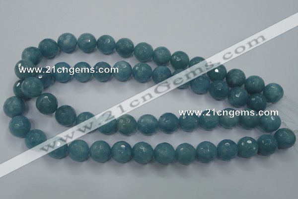 CEQ17 15.5 inches 14mm faceted round blue sponge quartz beads