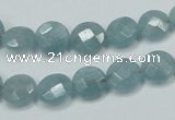 CEQ181 15.5 inches 10mm faceted coin blue sponge quartz beads