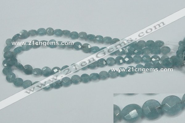 CEQ181 15.5 inches 10mm faceted coin blue sponge quartz beads