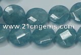 CEQ183 15.5 inches 14mm faceted coin blue sponge quartz beads