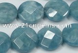 CEQ185 15.5 inches 18mm faceted coin blue sponge quartz beads