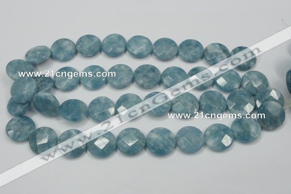 CEQ186 15.5 inches 20mm faceted coin blue sponge quartz beads