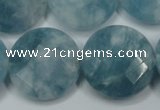 CEQ187 15.5 inches 25mm faceted coin blue sponge quartz beads