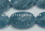 CEQ196 15.5 inches 20*30mm faceted oval blue sponge quartz beads