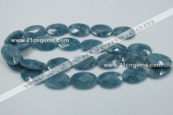 CEQ196 15.5 inches 20*30mm faceted oval blue sponge quartz beads