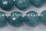 CEQ20 15.5 inches 20mm faceted round blue sponge quartz beads