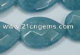 CEQ207 15.5 inches 22*30mm faceted flat teardrop blue sponge quartz beads