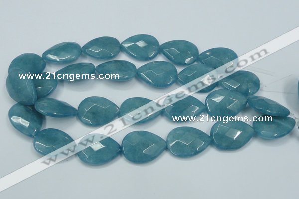 CEQ207 15.5 inches 22*30mm faceted flat teardrop blue sponge quartz beads