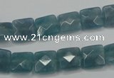 CEQ221 15.5 inches 10*10mm faceted square blue sponge quartz beads
