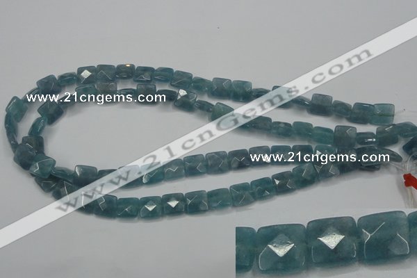 CEQ221 15.5 inches 10*10mm faceted square blue sponge quartz beads