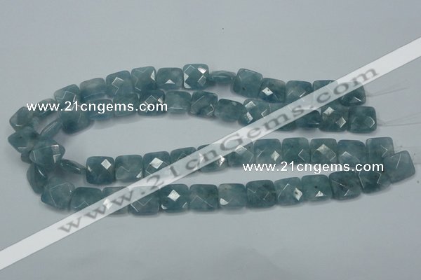 CEQ223 15.5 inches 14*14mm faceted square blue sponge quartz beads