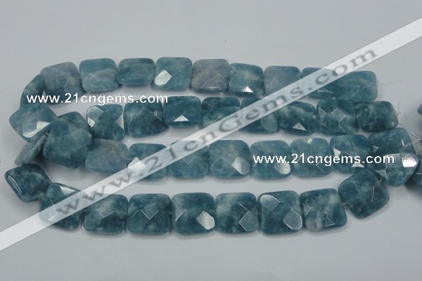 CEQ226 15.5 inches 20*20mm faceted square blue sponge quartz beads