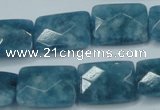 CEQ234 15.5 inches 15*20mm faceted rectangle blue sponge quartz beads