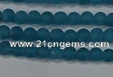 CEQ265 15.5 inches 4mm round matte blue sponge quartz beads