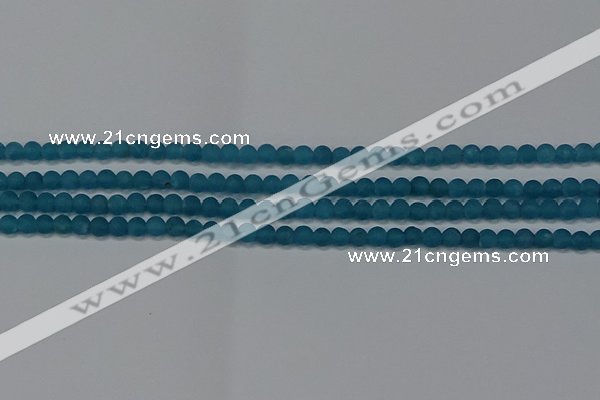 CEQ265 15.5 inches 4mm round matte blue sponge quartz beads