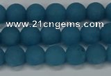 CEQ266 15.5 inches 6mm round matte blue sponge quartz beads