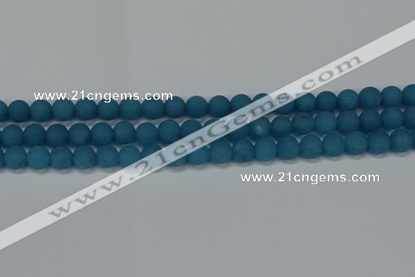 CEQ267 15.5 inches 8mm round matte blue sponge quartz beads