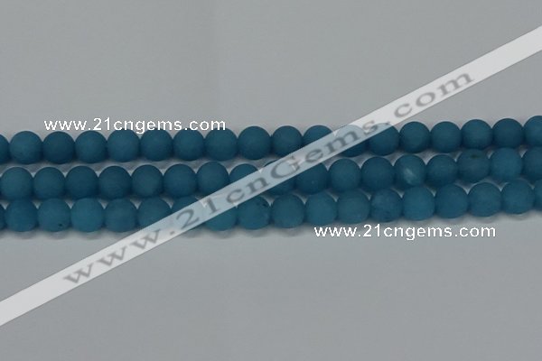 CEQ268 15.5 inches 10mm round matte blue sponge quartz beads