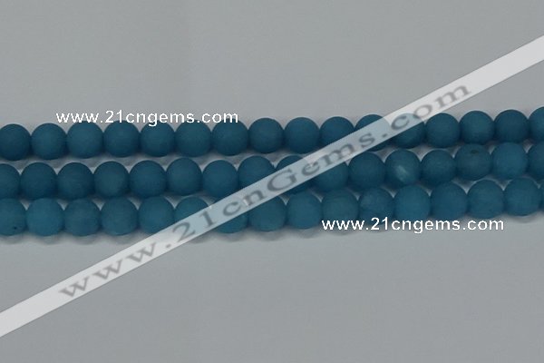 CEQ269 15.5 inches 12mm round matte blue sponge quartz beads