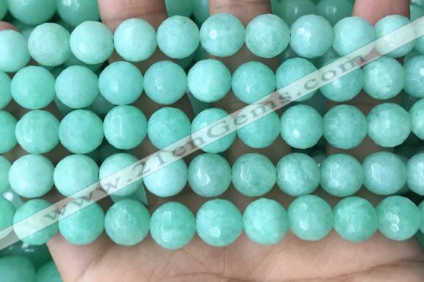 CEQ313 15.5 inches 10mm faceted round green sponge quartz beads