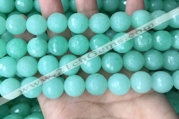 CEQ315 15.5 inches 14mm faceted round green sponge quartz beads