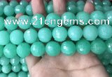 CEQ316 15.5 inches 16mm faceted round green sponge quartz beads