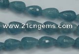 CEQ50 15.5 inches 8*12mm faceted teardrop blue sponge quartz beads