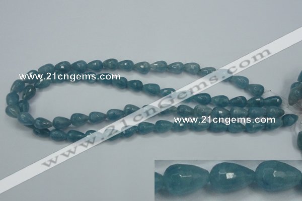 CEQ50 15.5 inches 8*12mm faceted teardrop blue sponge quartz beads