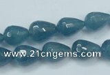 CEQ51 15.5 inches 10*14mm faceted teardrop blue sponge quartz beads