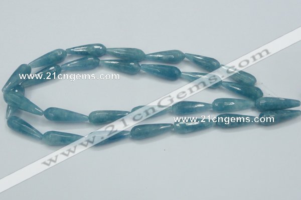 CEQ55 15.5 inches 10*30mm faceted teardrop blue sponge quartz beads