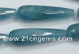 CEQ56 15.5 inches 12*40mm faceted teardrop blue sponge quartz beads