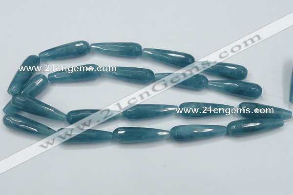 CEQ56 15.5 inches 12*40mm faceted teardrop blue sponge quartz beads