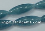 CEQ67 15.5 inches 10*30mm rice blue sponge quartz beads