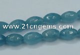 CEQ71 15.5 inches 8*12mm faceted rice blue sponge quartz beads