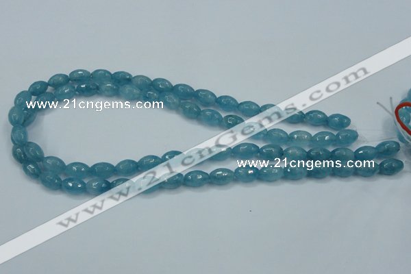 CEQ71 15.5 inches 8*12mm faceted rice blue sponge quartz beads