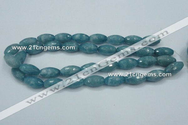 CEQ76 15.5 inches 13*23mm faceted rice blue sponge quartz beads