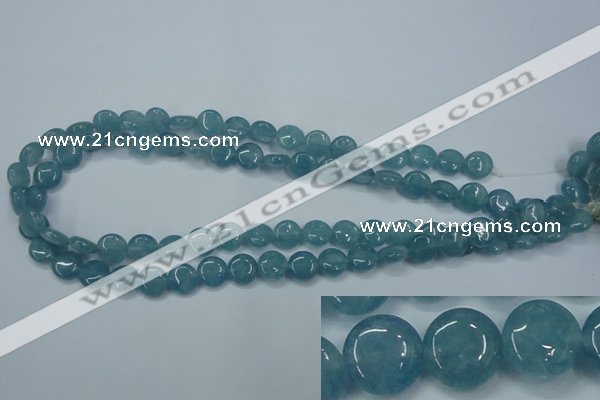 CEQ92 15.5 inches 10mm flat round blue sponge quartz beads
