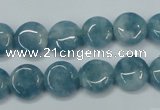 CEQ93 15.5 inches 12mm flat round blue sponge quartz beads