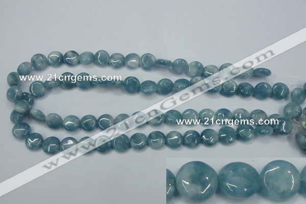 CEQ93 15.5 inches 12mm flat round blue sponge quartz beads