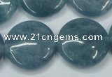 CEQ98 15.5 inches 25mm flat round blue sponge quartz beads