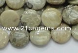 CFA07 15.5 inches 15mm flat round chrysanthemum agate gemstone beads