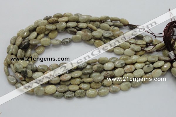 CFA09 15.5 inches 10*14mm oval chrysanthemum agate gemstone beads