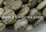 CFA10 15.5 inches 13*18mm oval chrysanthemum agate gemstone beads