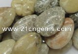 CFA15 15.5 inches 18*25mm flat teardrop chrysanthemum agate beads