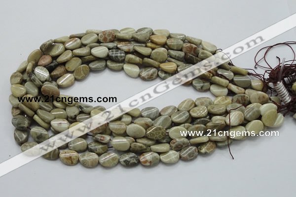 CFA20 15.5 inches 10*15mm twisted oval chrysanthemum agate beads