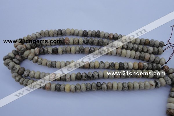 CFA210 15.5 inches 6*10mm faceted rondelle chrysanthemum agate beads